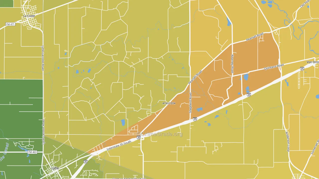 Atascosa, TX Map of Vehicle Theft Rates