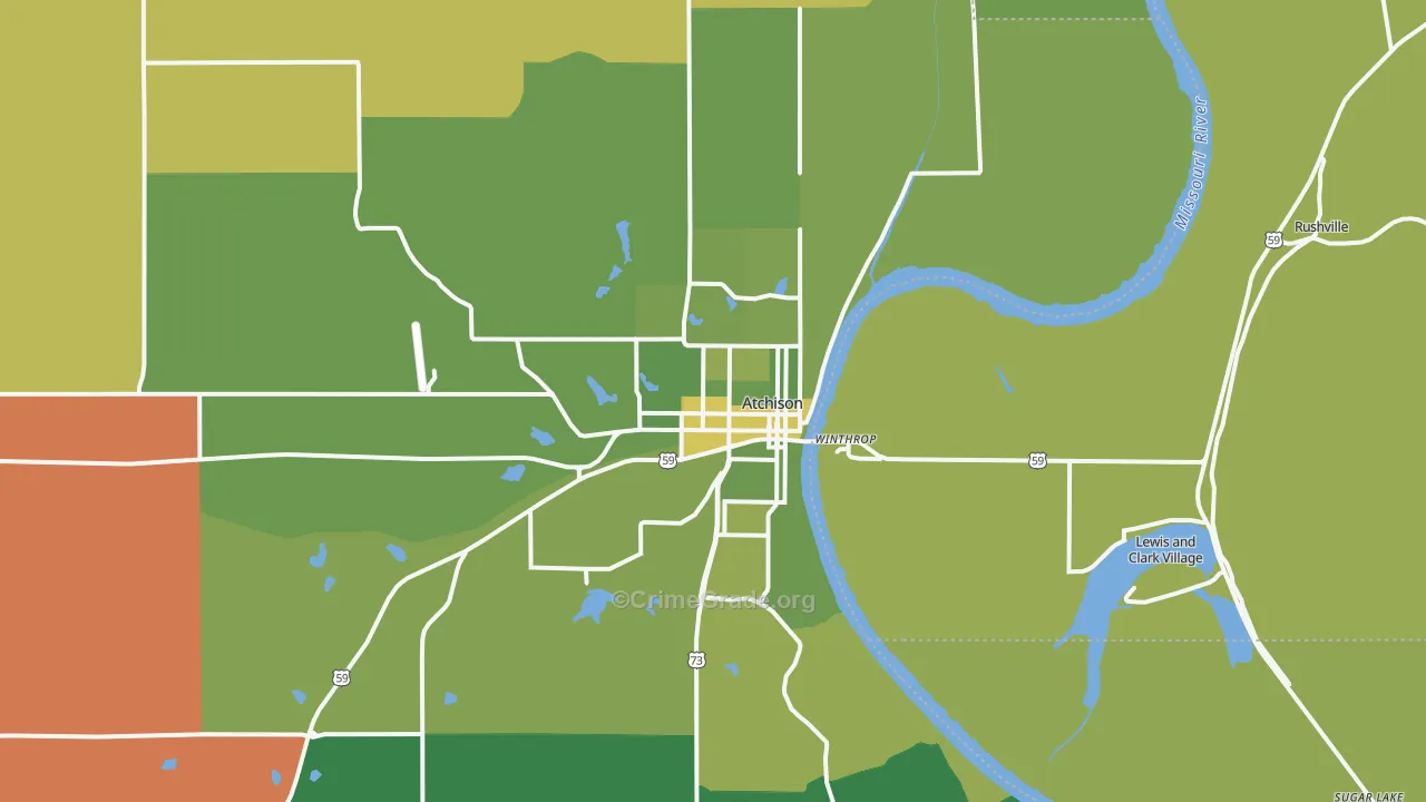 Atchison, KS Map of Vehicle Theft Rates