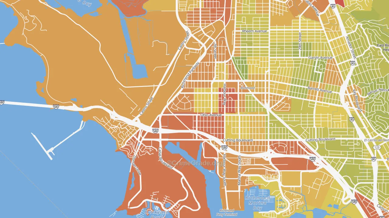 Atchison Woods, Richmond, CA Map of Vehicle Theft Rates