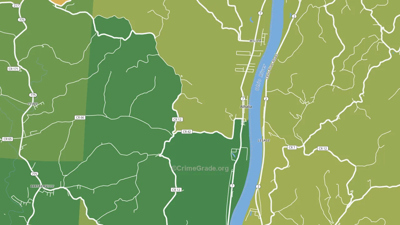 Athalia, OH Map of Vehicle Theft Rates
