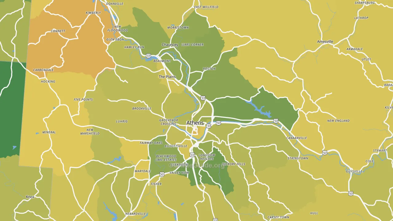 Athens County, OH Map of Vehicle Theft Rates