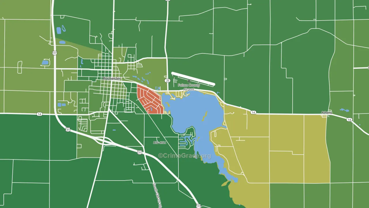 Athens, IN Map of Vehicle Theft Rates
