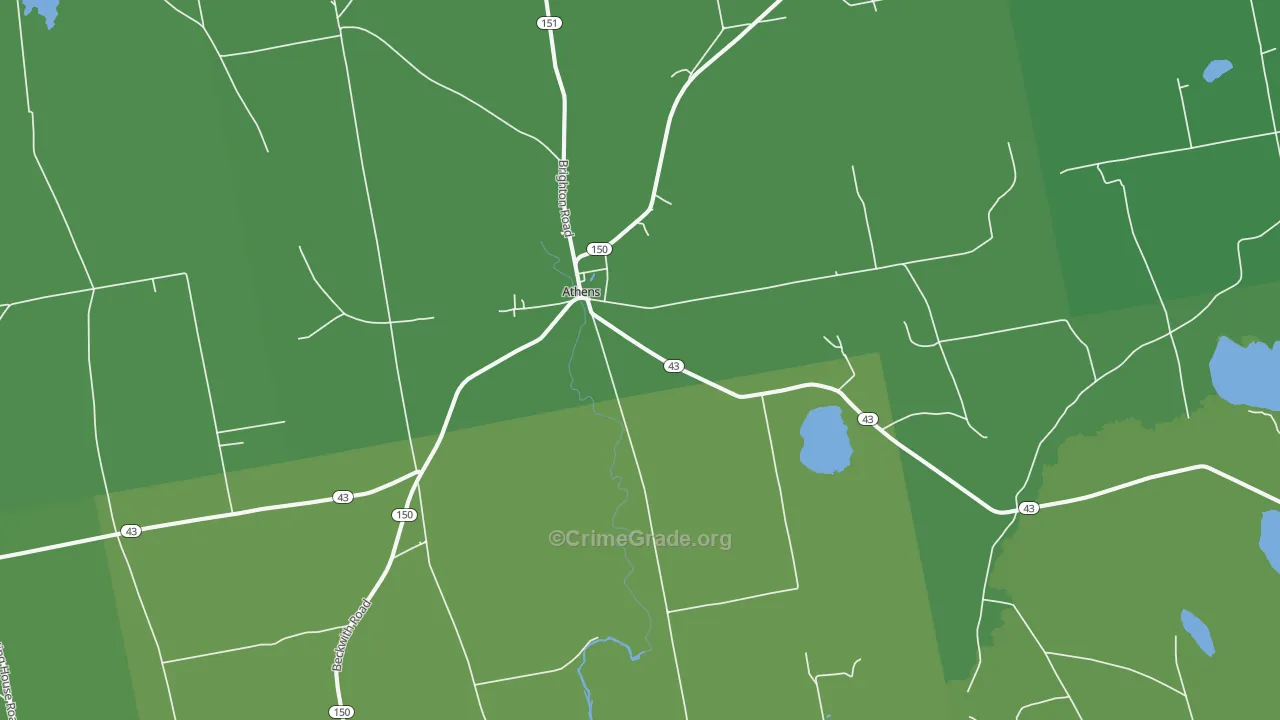 Athens, ME Map of Vehicle Theft Rates
