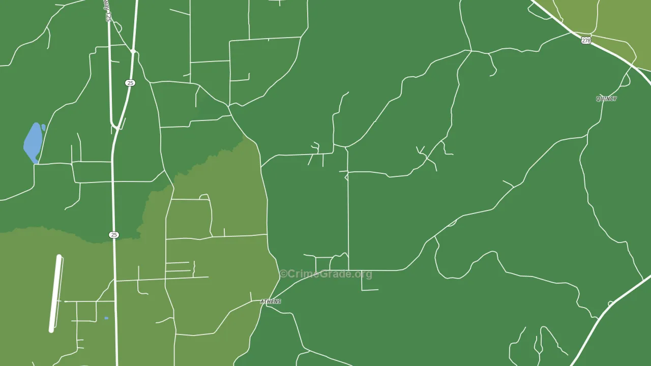 Athens, MS Map of Vehicle Theft Rates