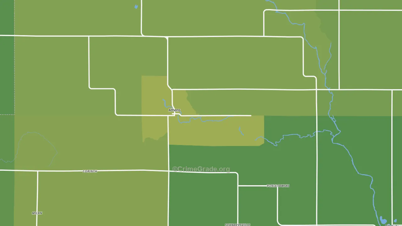 Athens, WI Map of Vehicle Theft Rates