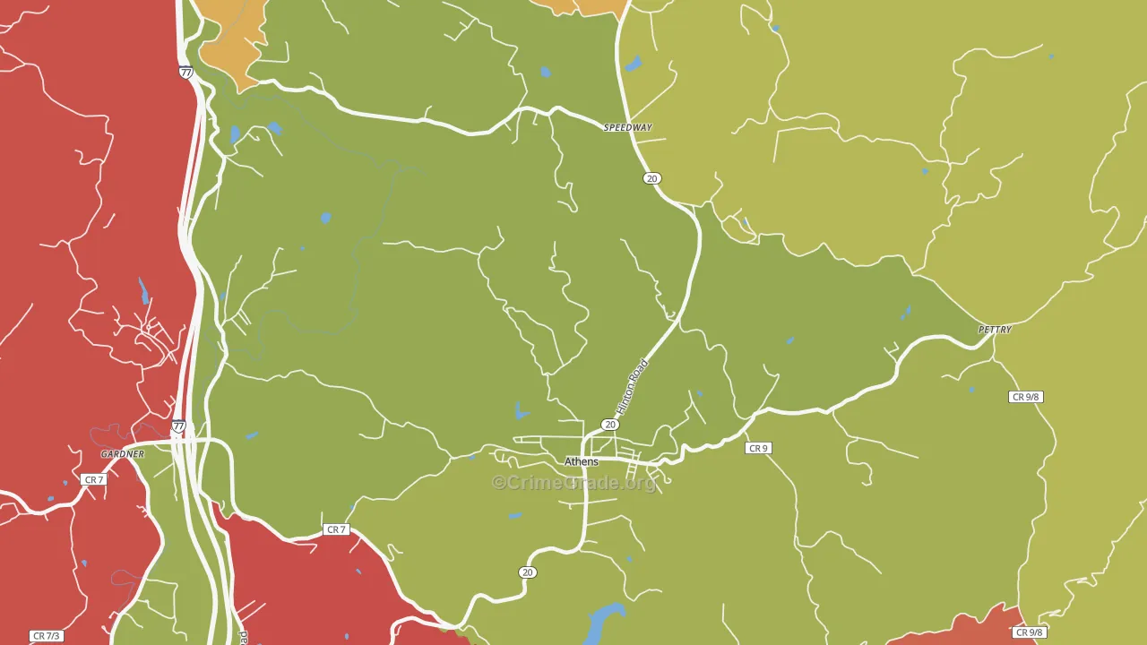 Athens, WV Map of Vehicle Theft Rates