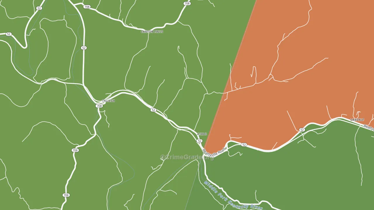 Athol, KY Map of Vehicle Theft Rates