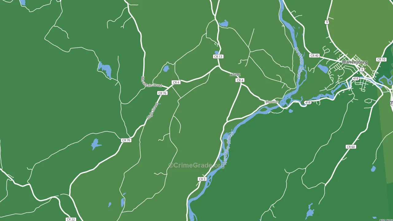 Athol, NY Map of Vehicle Theft Rates