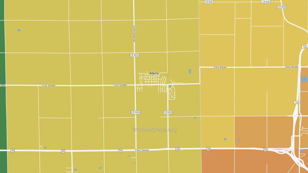 Atkins, IA Map of Vehicle Theft Rates