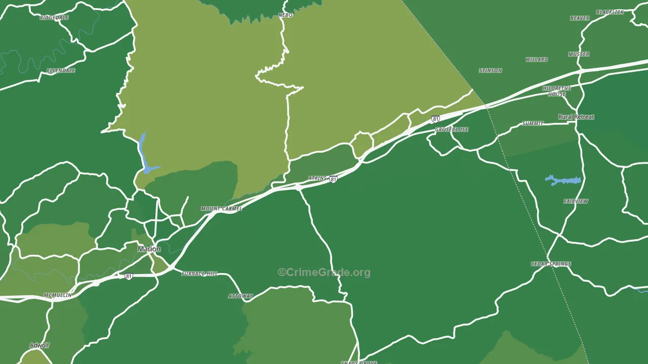 Atkins, VA Map of Vehicle Theft Rates