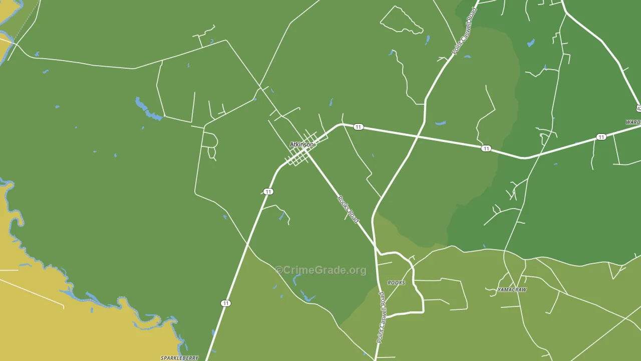 Atkinson, NC Map of Vehicle Theft Rates