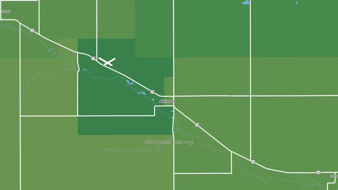 Atkinson, NE Map of Vehicle Theft Rates