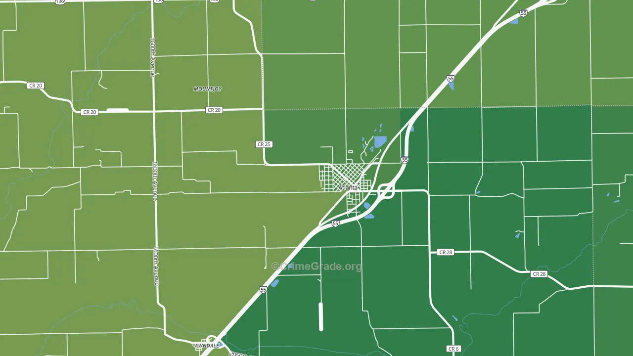 Atlanta, IL Map of Vehicle Theft Rates