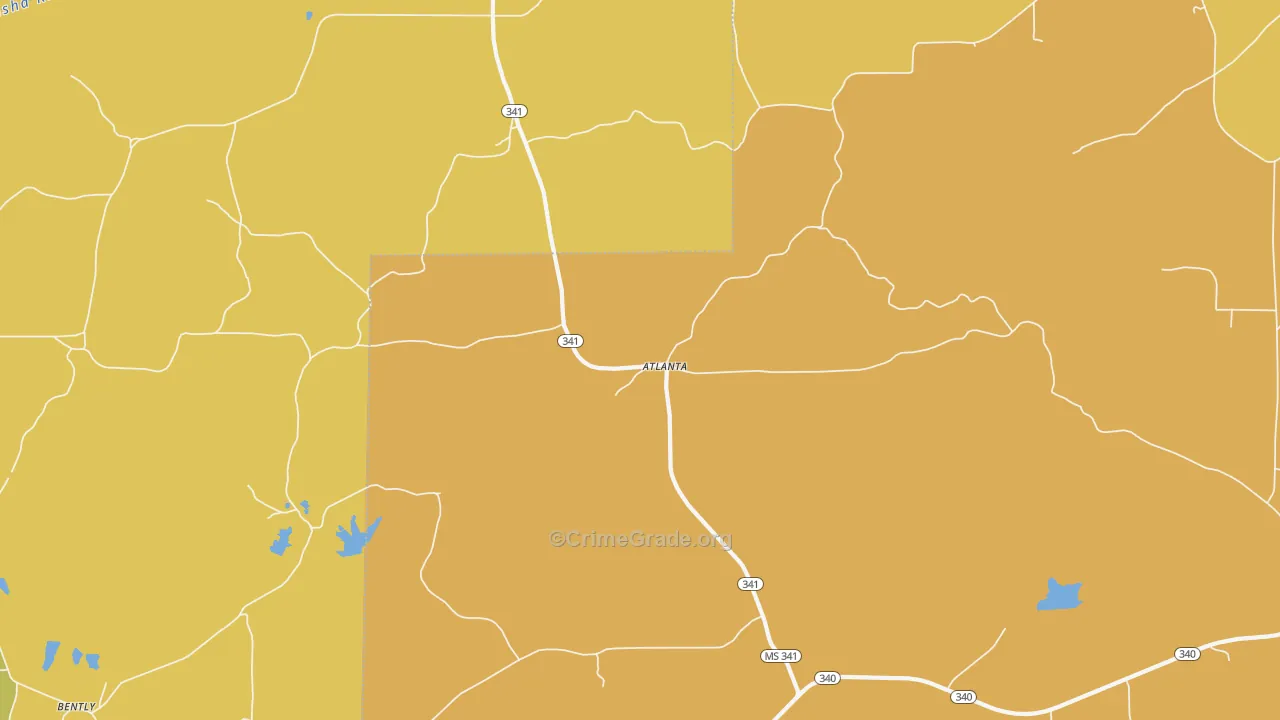 Atlanta, MS Map of Vehicle Theft Rates
