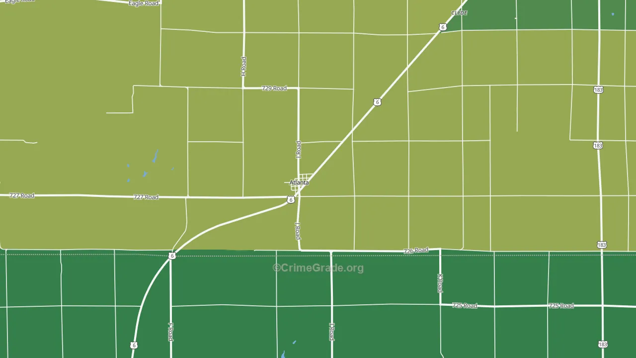 Atlanta, NE Map of Vehicle Theft Rates