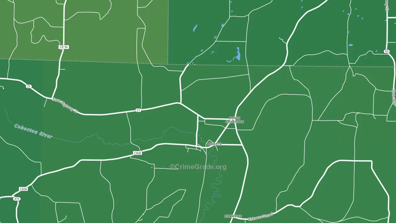 Atlanta, NY Map of Vehicle Theft Rates