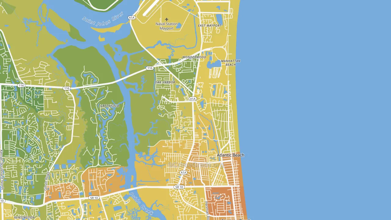 Atlantic Beach, FL Map of Vehicle Theft Rates