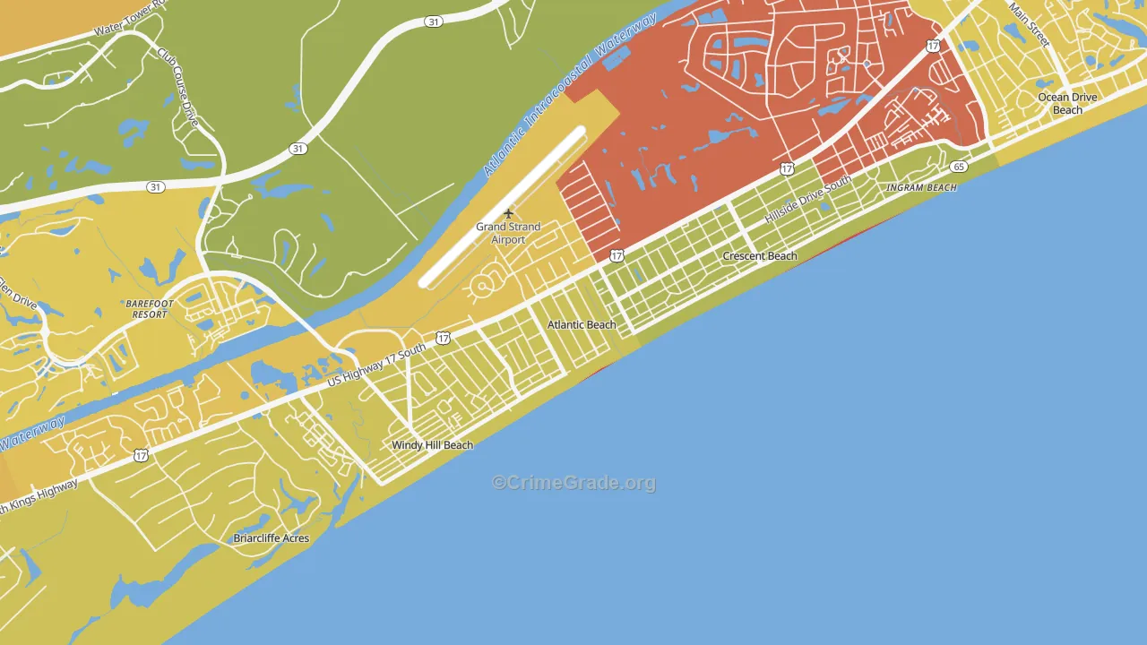 Atlantic Beach, SC Map of Vehicle Theft Rates