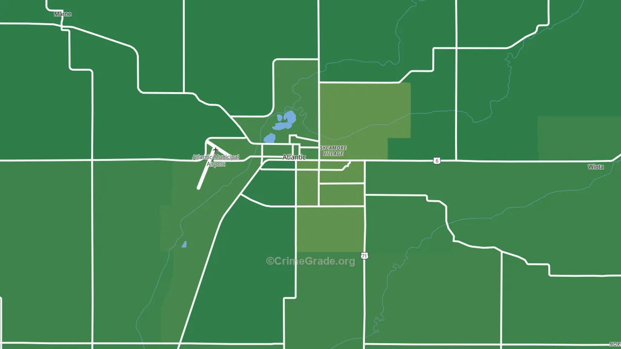 Atlantic, IA Map of Vehicle Theft Rates