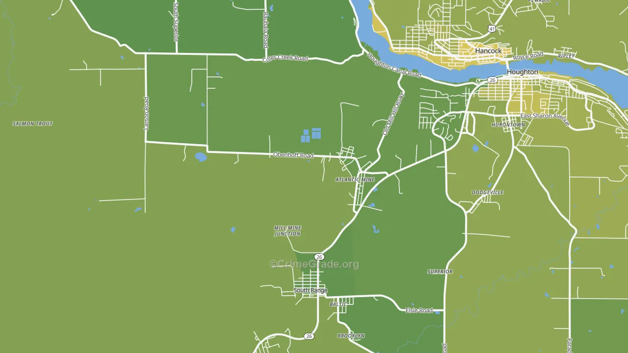 Atlantic Mine, MI Map of Vehicle Theft Rates