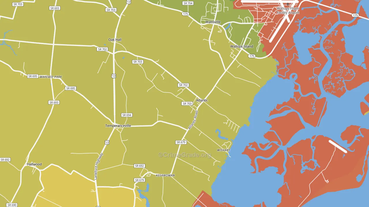 Atlantic, VA Map of Vehicle Theft Rates