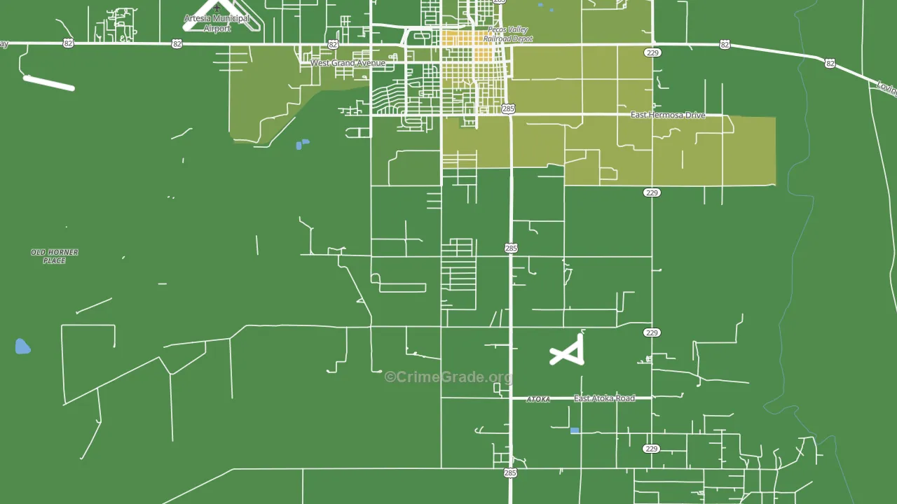 Atoka, NM Map of Vehicle Theft Rates