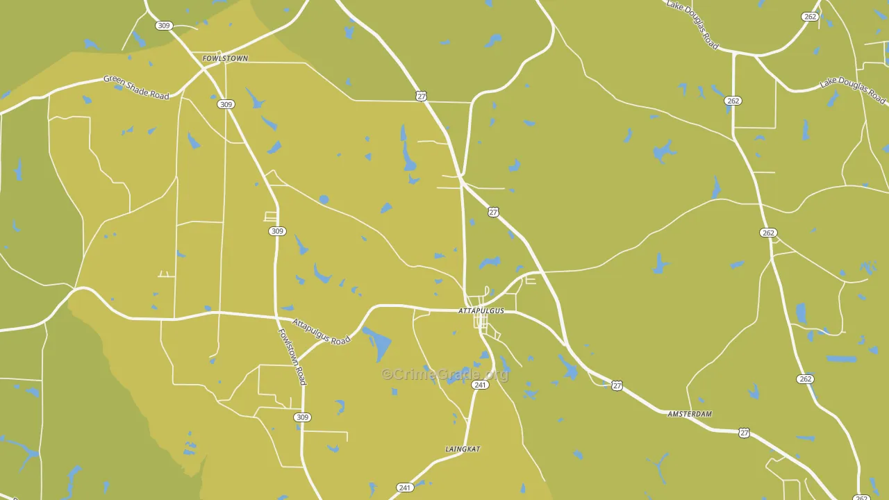 Attapulgus, GA Map of Vehicle Theft Rates