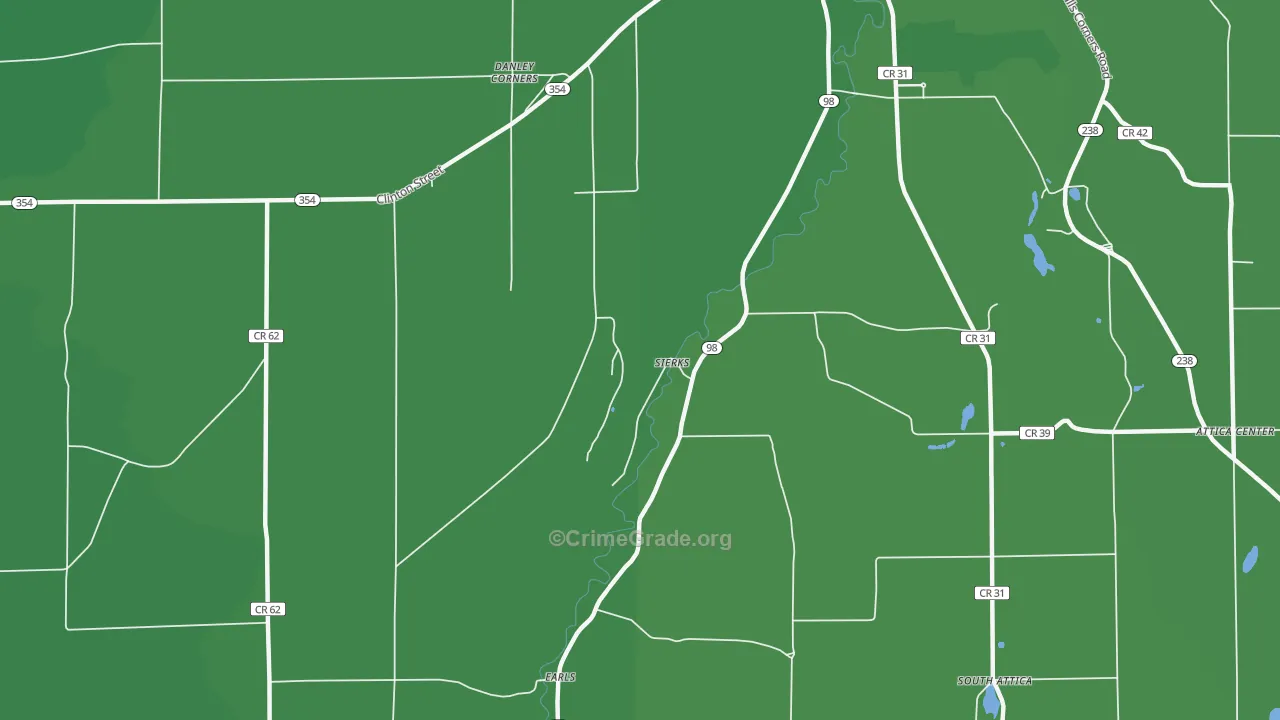 Attica Center, NY Map of Vehicle Theft Rates