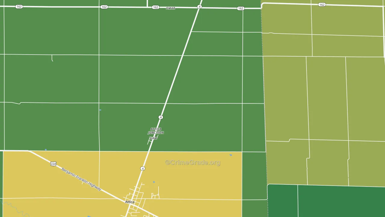 Attica Junction, OH Map of Vehicle Theft Rates