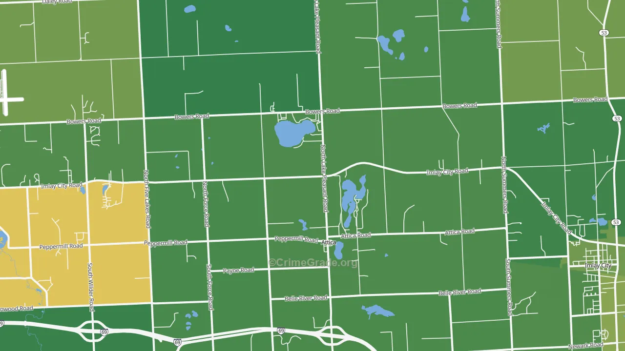 Attica, MI Map of Vehicle Theft Rates