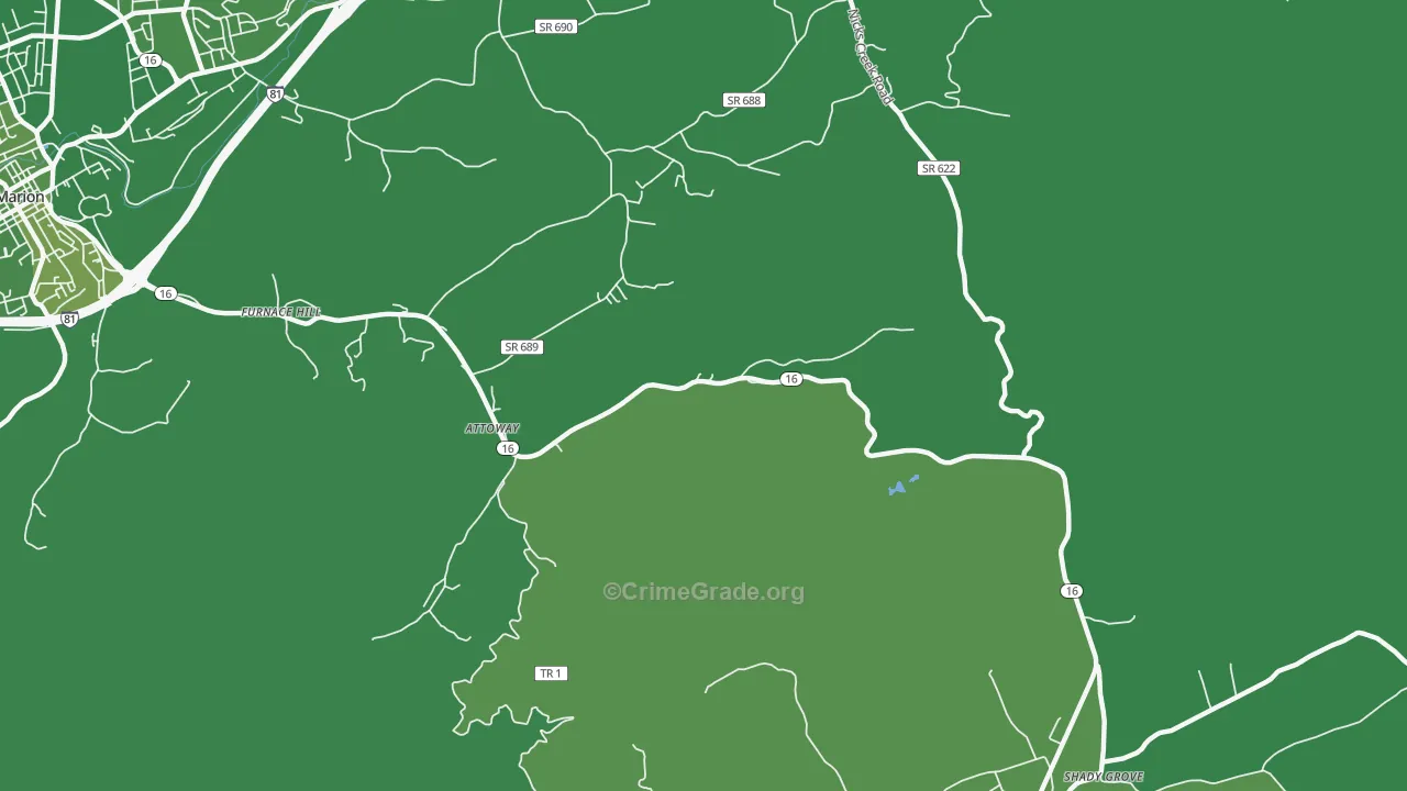 Attoway, VA Map of Vehicle Theft Rates