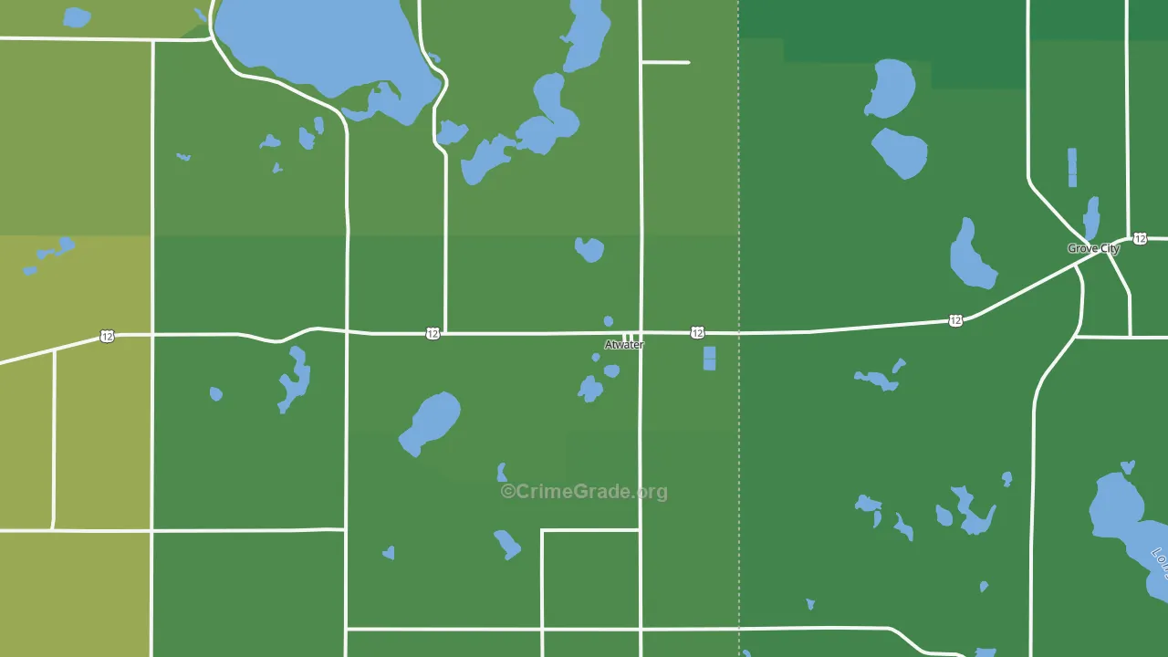 Atwater, MN Map of Vehicle Theft Rates