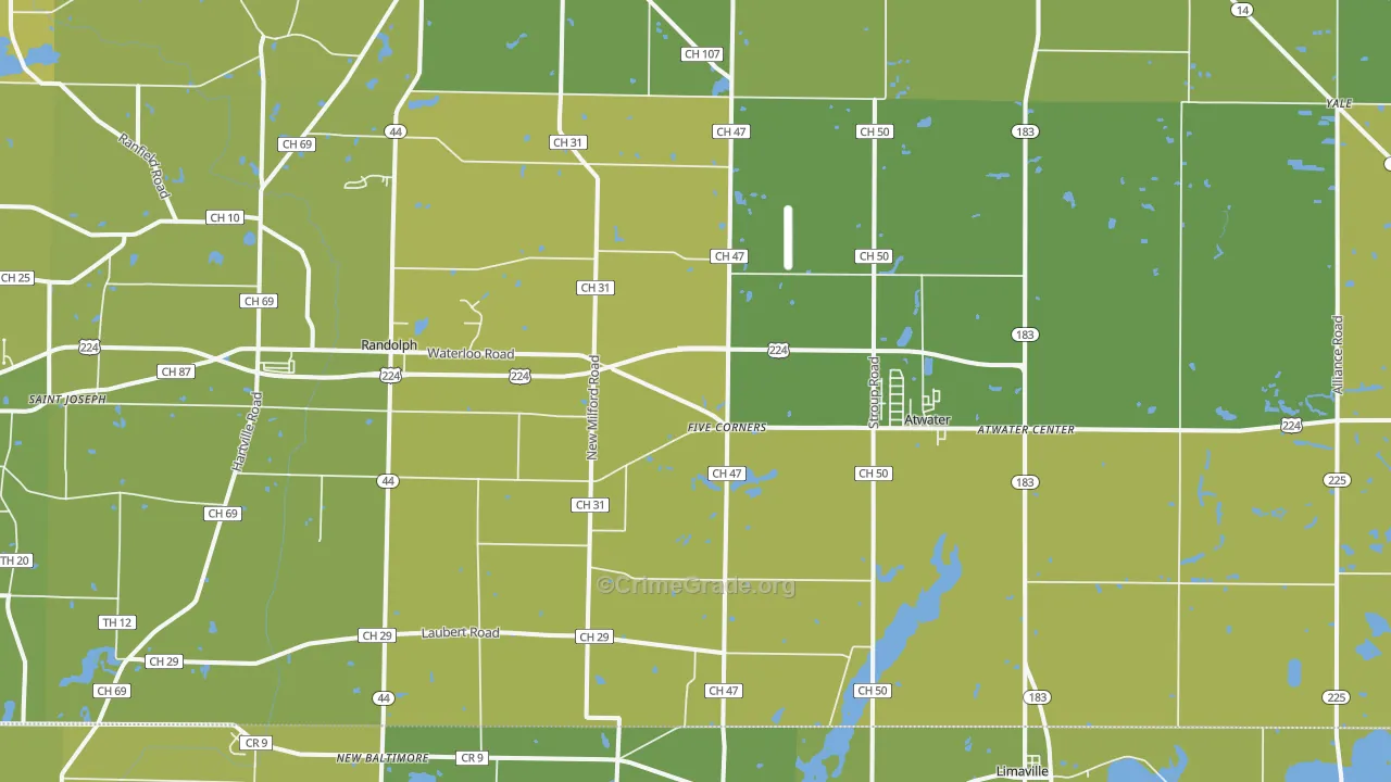 Atwater, OH Map of Vehicle Theft Rates