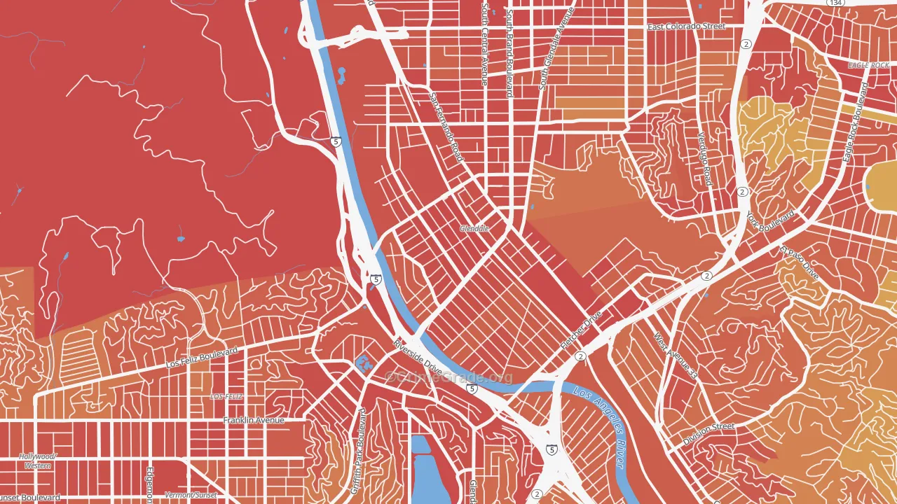 Atwater Village, Los Angeles, CA Map of Vehicle Theft Rates