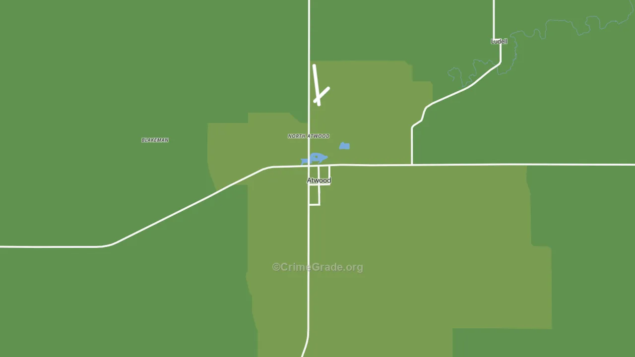 Atwood, KS Map of Vehicle Theft Rates
