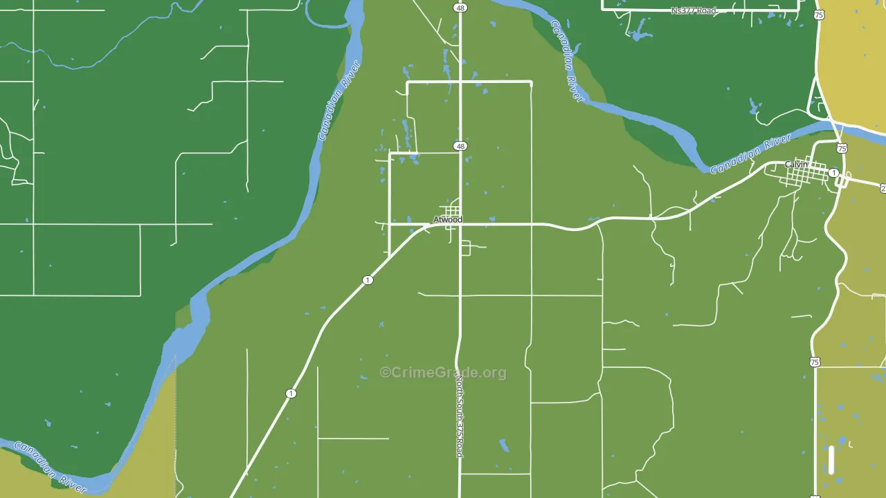Atwood, OK Map of Vehicle Theft Rates
