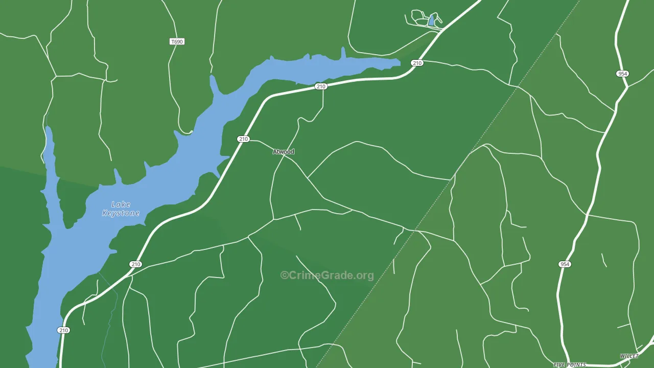 Atwood, PA Map of Vehicle Theft Rates