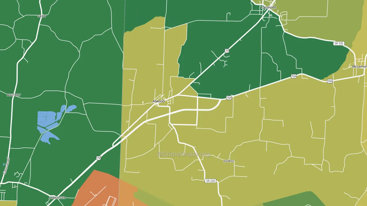 Atwood, TN Map of Vehicle Theft Rates
