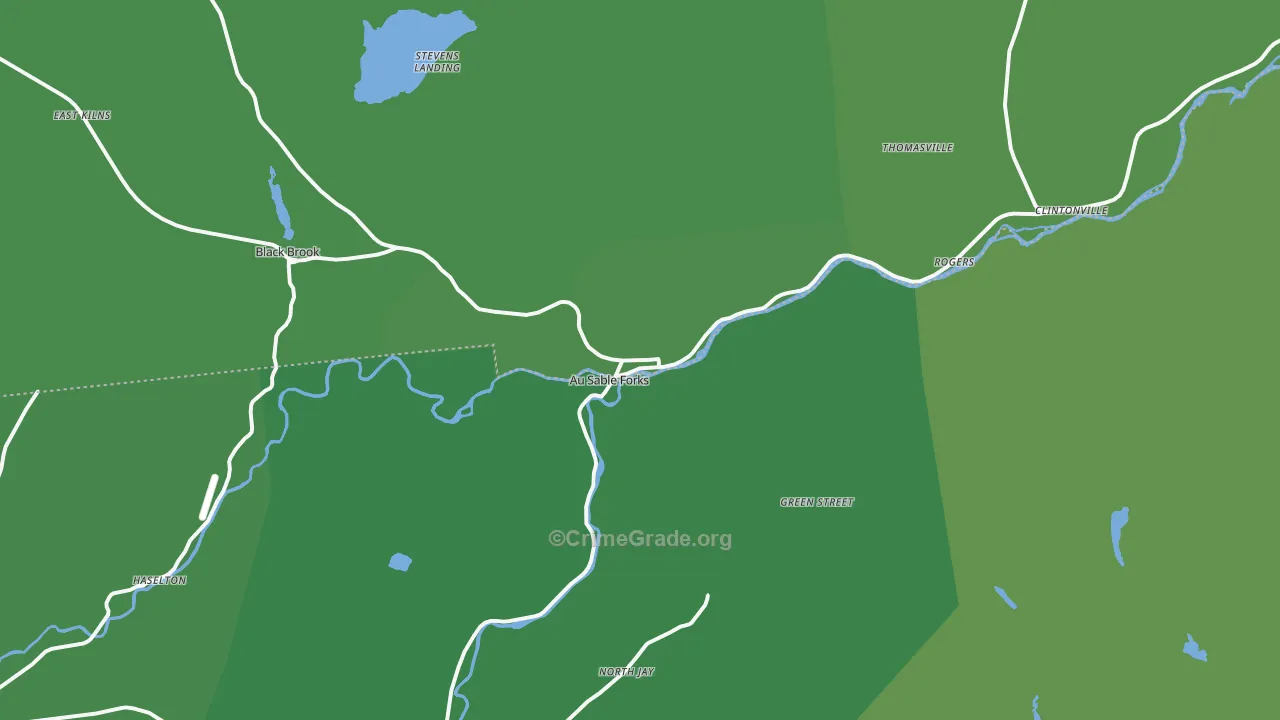 Au Sable Forks, NY Map of Vehicle Theft Rates