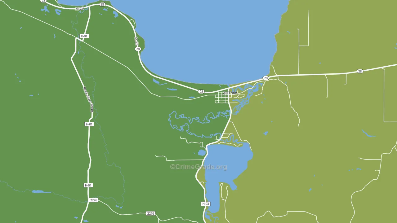 Au Train, MI Map of Vehicle Theft Rates
