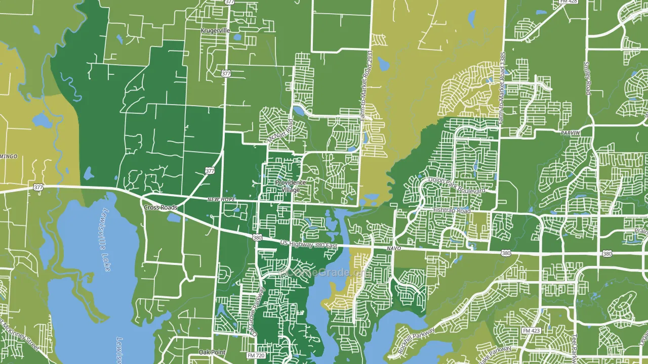 Aubrey, TX Map of Vehicle Theft Rates