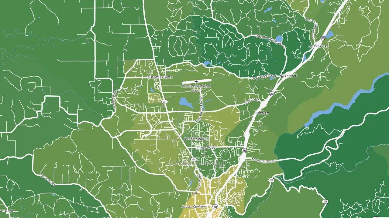 Auburn, CA Map of Vehicle Theft Rates