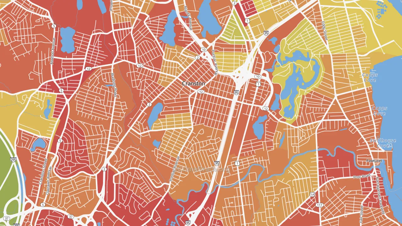Auburn, Cranston, RI Map of Vehicle Theft Rates