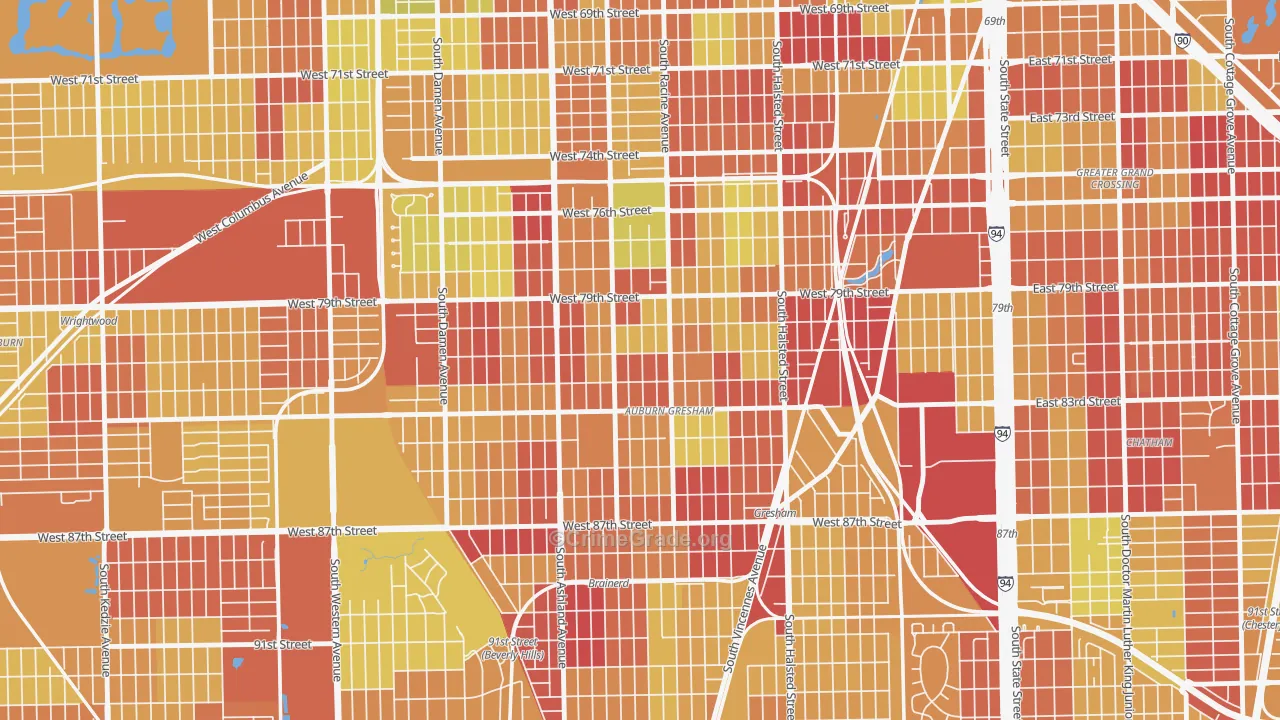 Auburn Gresham, Chicago, IL Map of Vehicle Theft Rates