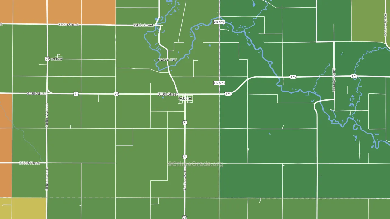 Auburn, IA Map of Vehicle Theft Rates