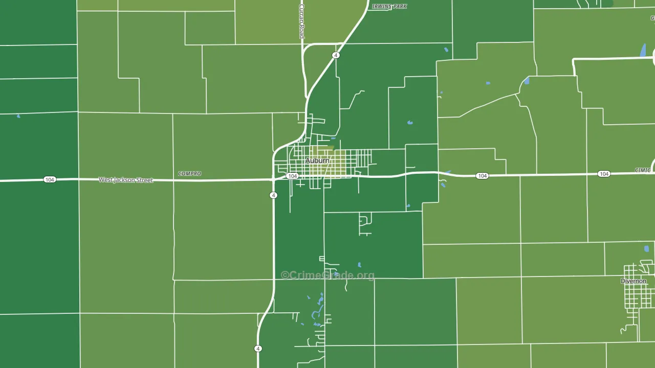 Auburn, IL Map of Vehicle Theft Rates