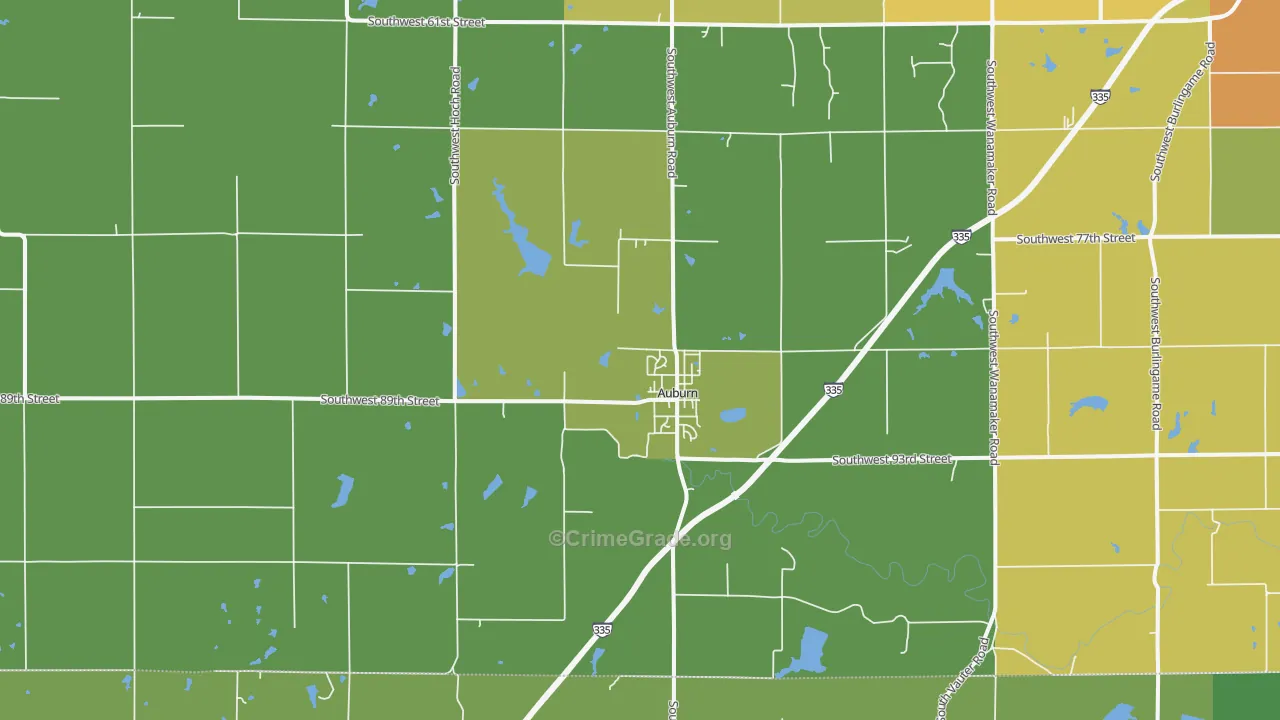 Auburn, KS Map of Vehicle Theft Rates