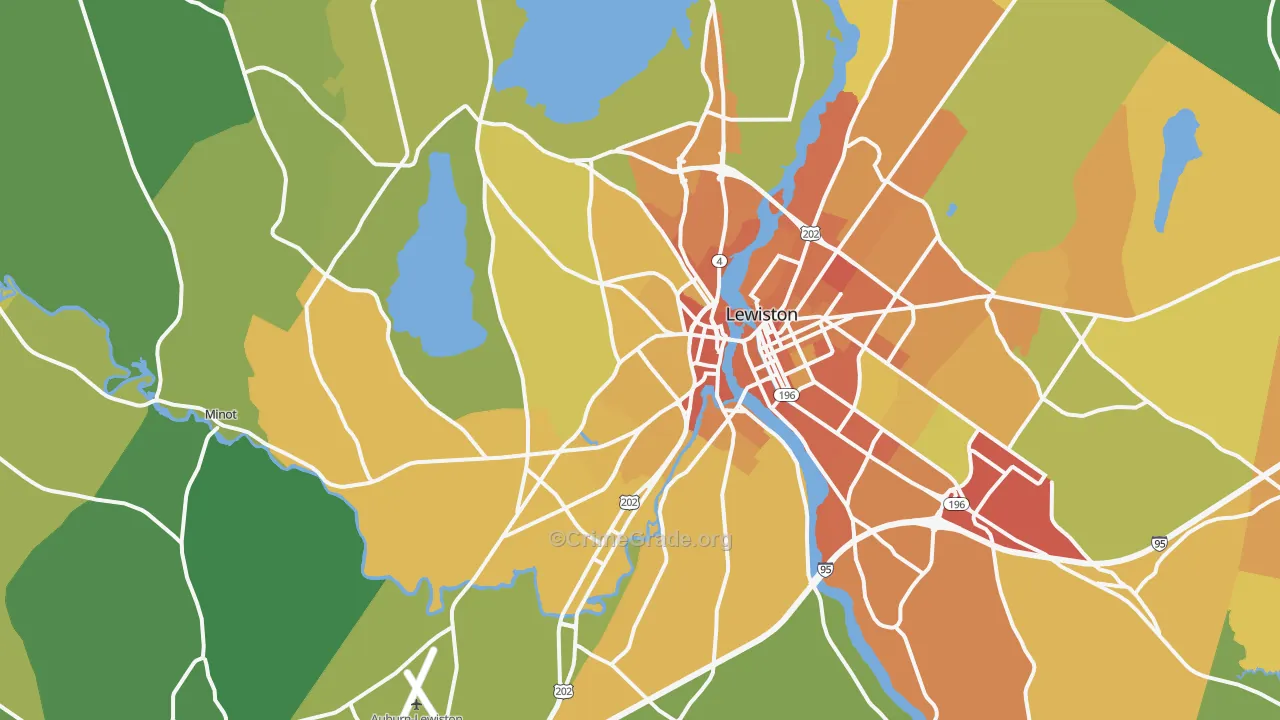 Auburn, ME Map of Vehicle Theft Rates