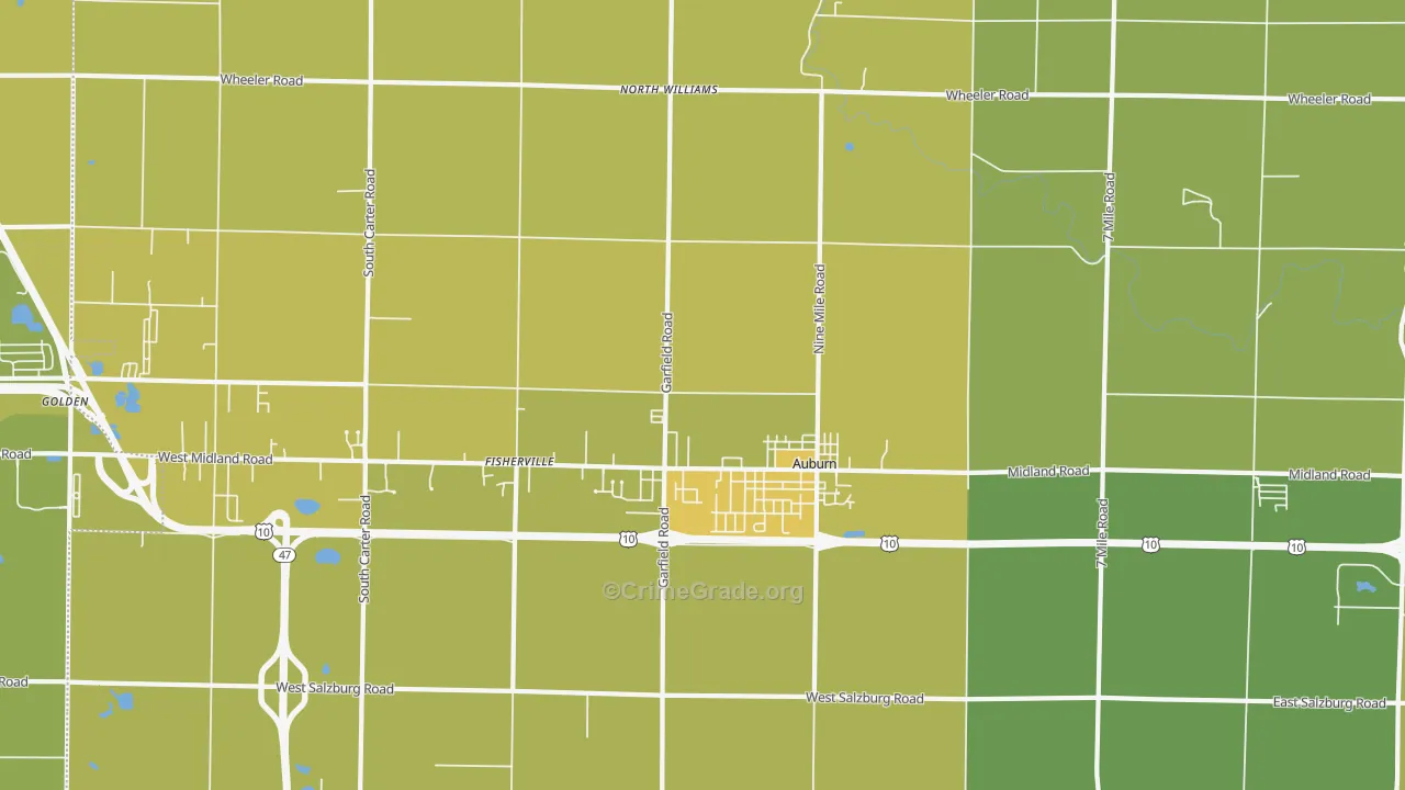 Auburn, MI Map of Vehicle Theft Rates