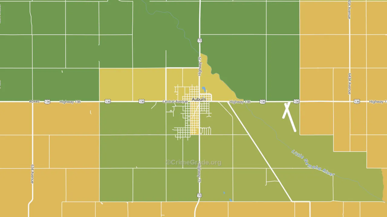 Auburn, NE Map of Vehicle Theft Rates